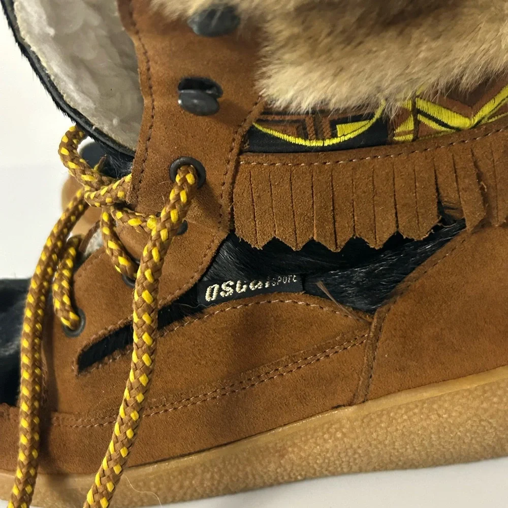 Oscar Sport ELISA Italy suede goat fur calf-hair fringe boots 39 (US 8)